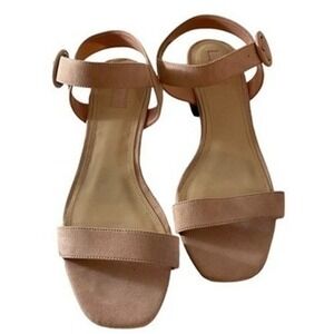 Forever 21 Blush Pink Suede Ankle Strap Block Heel Sandals Women's Size 10